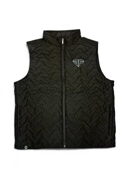 Black Quilted Vest with Black Stitching